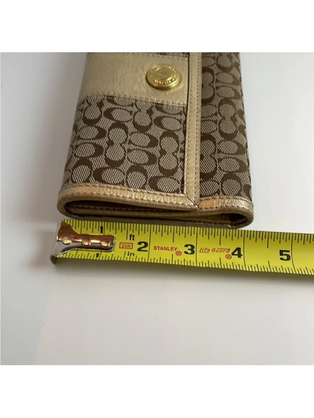 Coach Signature C Gold Canvas & Leather Wallet